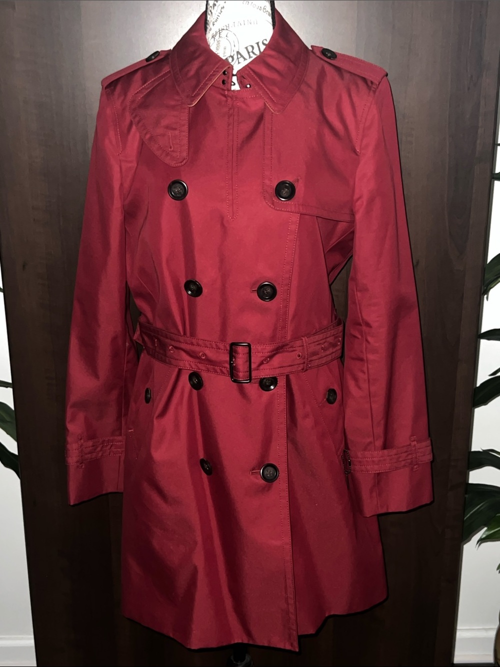 Coach Trench Coat, F34024 - Color: Ruby, Size: Large